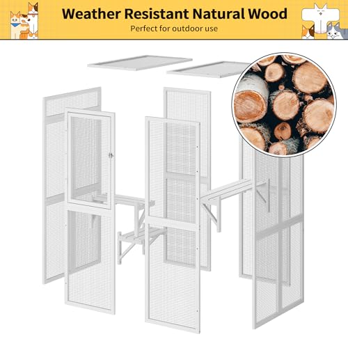 White Wooden Cat Enclosure with 3 Platforms A834