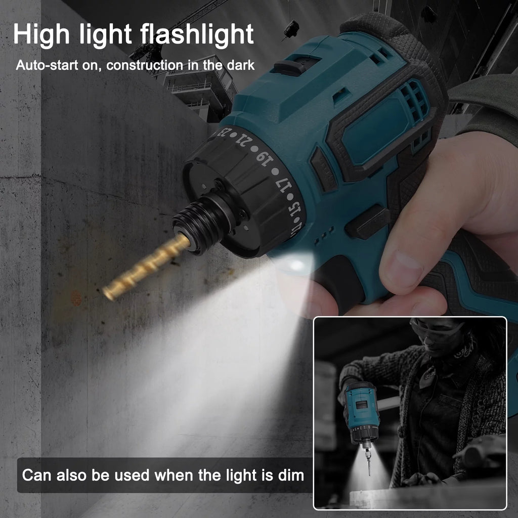18V Electric Screwdriver Torque Adjustable 2 Speed Control Modes Brushless Motor Repair Tool Kit R353