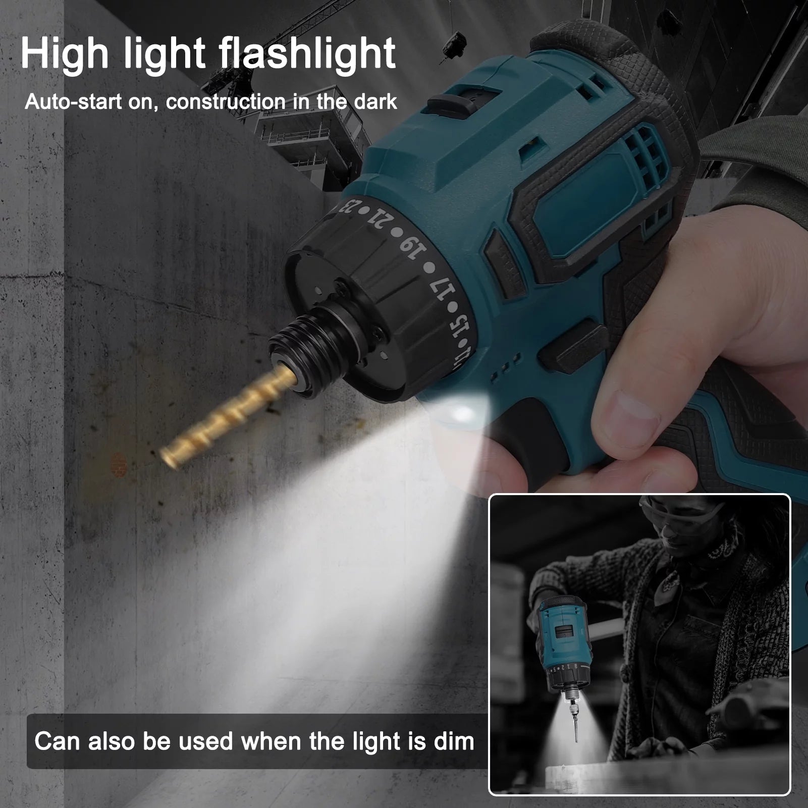 18V Electric Screwdriver Torque Adjustable 2 Speed Control Modes Brushless Motor Repair Tool Kit R353