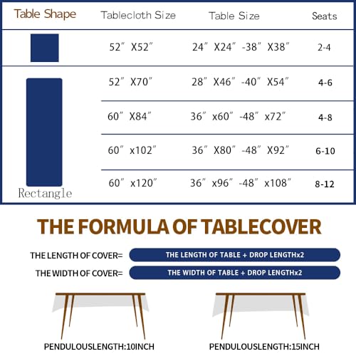 Blue 60x120 Inch Waterproof PVC Tablecloth with Flannel Backing I5377
