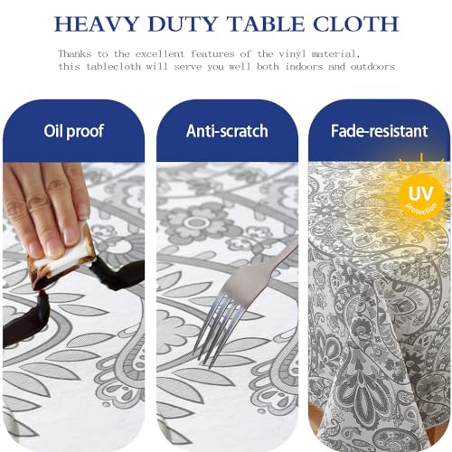 Blue 60x120 Inch Waterproof PVC Tablecloth with Flannel Backing I5377