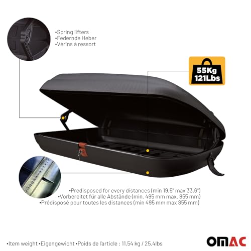 11.3 Cubic Feet Carbon Fiber Textured Car Rooftop Cargo Box O123