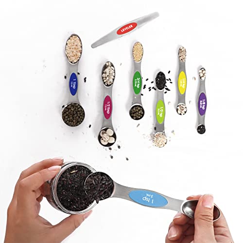 Magnetic Stainless Steel Measuring Spoons Set with Leveler L3794