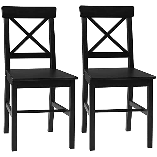 Black Wooden Cross Back Dining Chairs Set of 2 Z92526