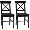 Black Wooden Cross Back Dining Chairs Set of 2 Z92526