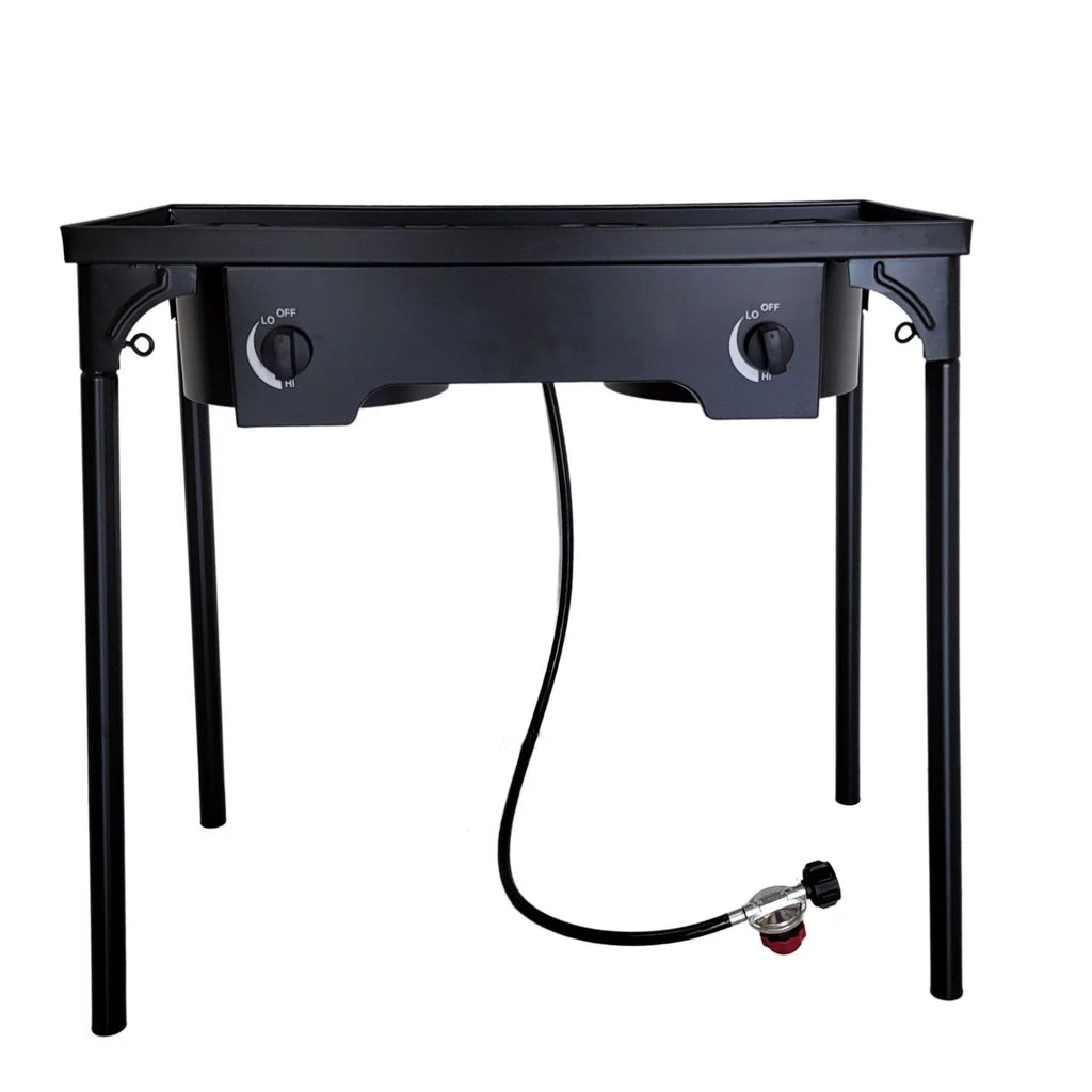Folding Two Burner Cast Iron Stove with Stainless Steel Griddle V874218