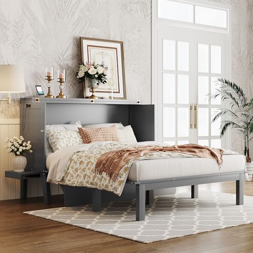 Gray Queen Size Wood Murphy Bed Z3345
