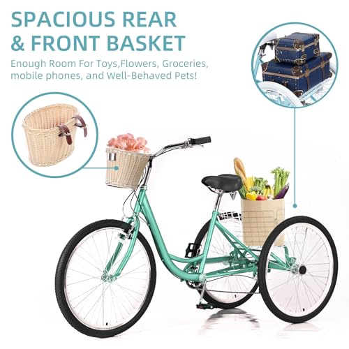 7 Speed 20/24/26 inch 3 Wheel Tricycle with Basket G5229