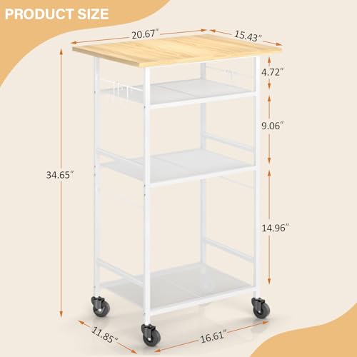 3 Tier Rolling Kitchen Microwave Cart with Adjustable Shelf Z9242