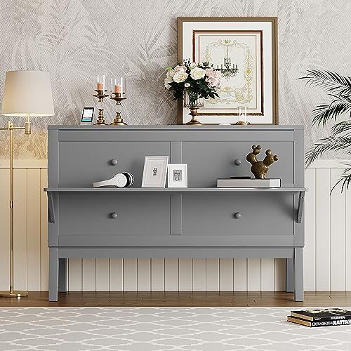 Gray Queen Size Wood Murphy Bed Z3345