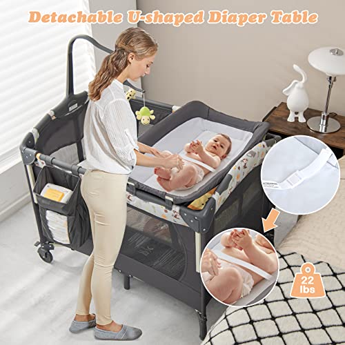 4 in 1 Pack and Play with Bassinet and Changing Table P38082