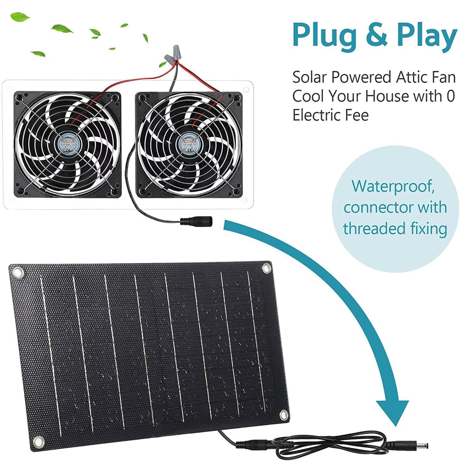 Waterproof Solar Exhaust Fan Extractor Ventilation Portable T949664