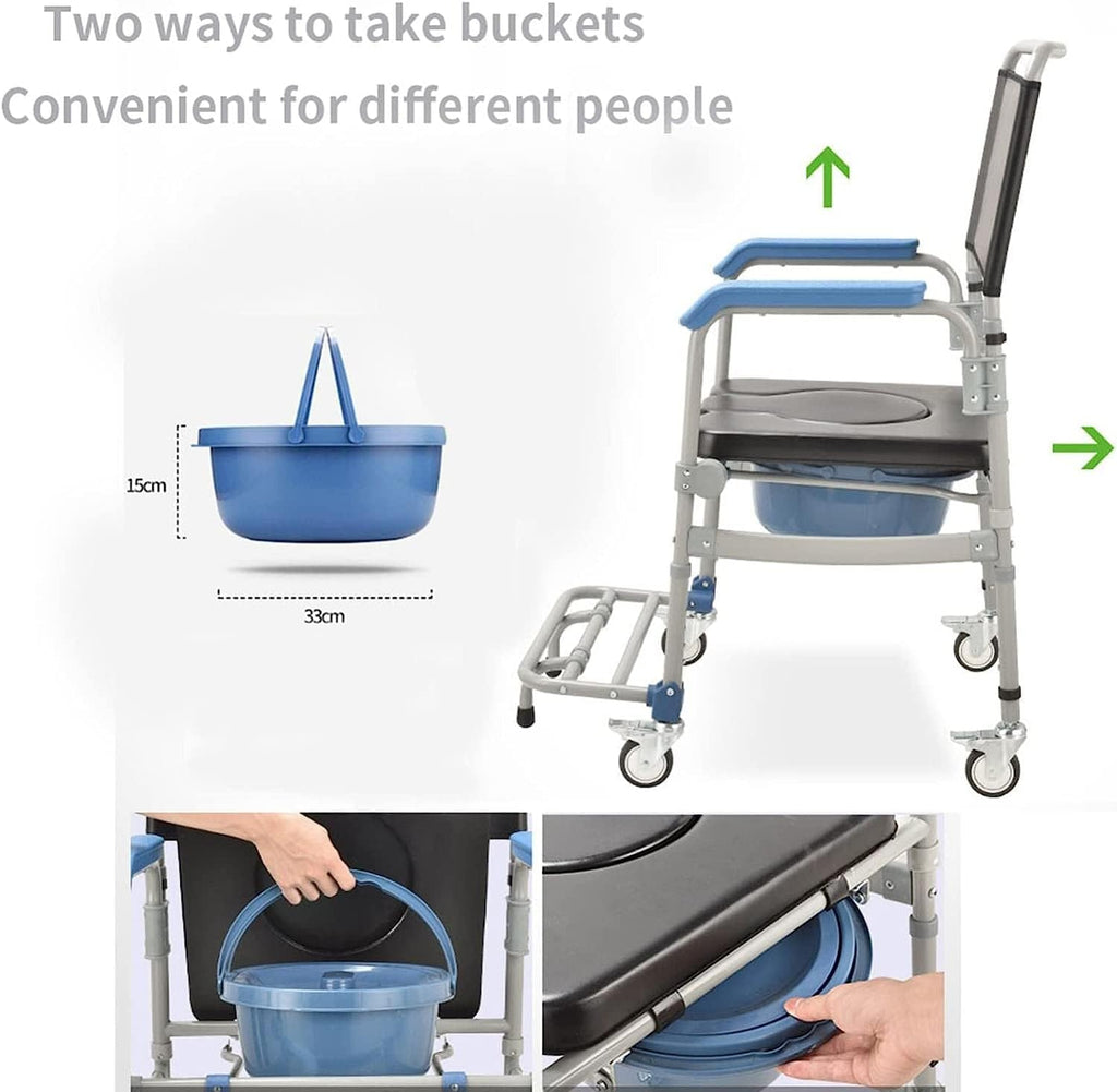Lightweight Bedside Commode Portable Toilet Bath Chair Adjustable Height Shower Chair V84112