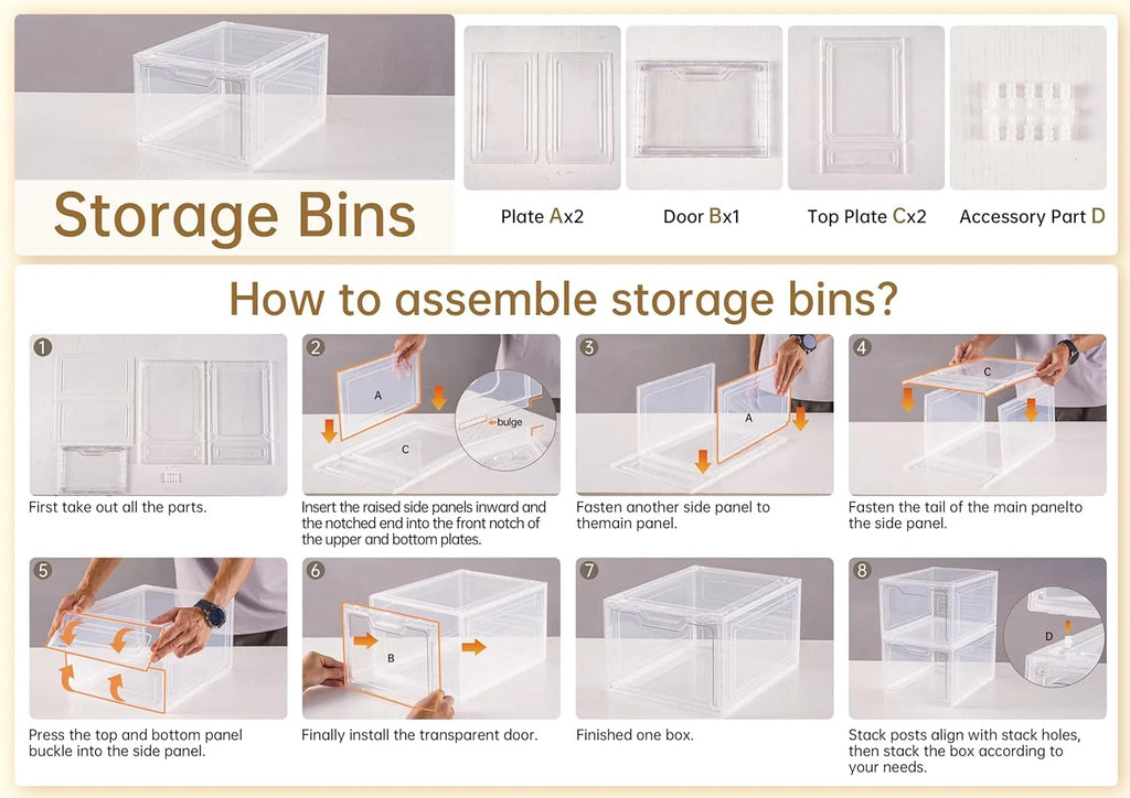 6 Pack Clear Stackable Plastic Storage Bins with Lids X32902