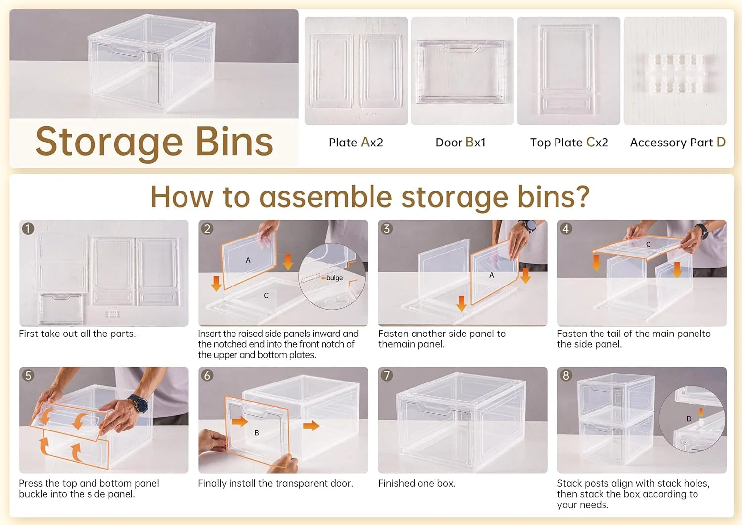 6 Pack Clear Stackable Plastic Storage Bins with Lids X32902