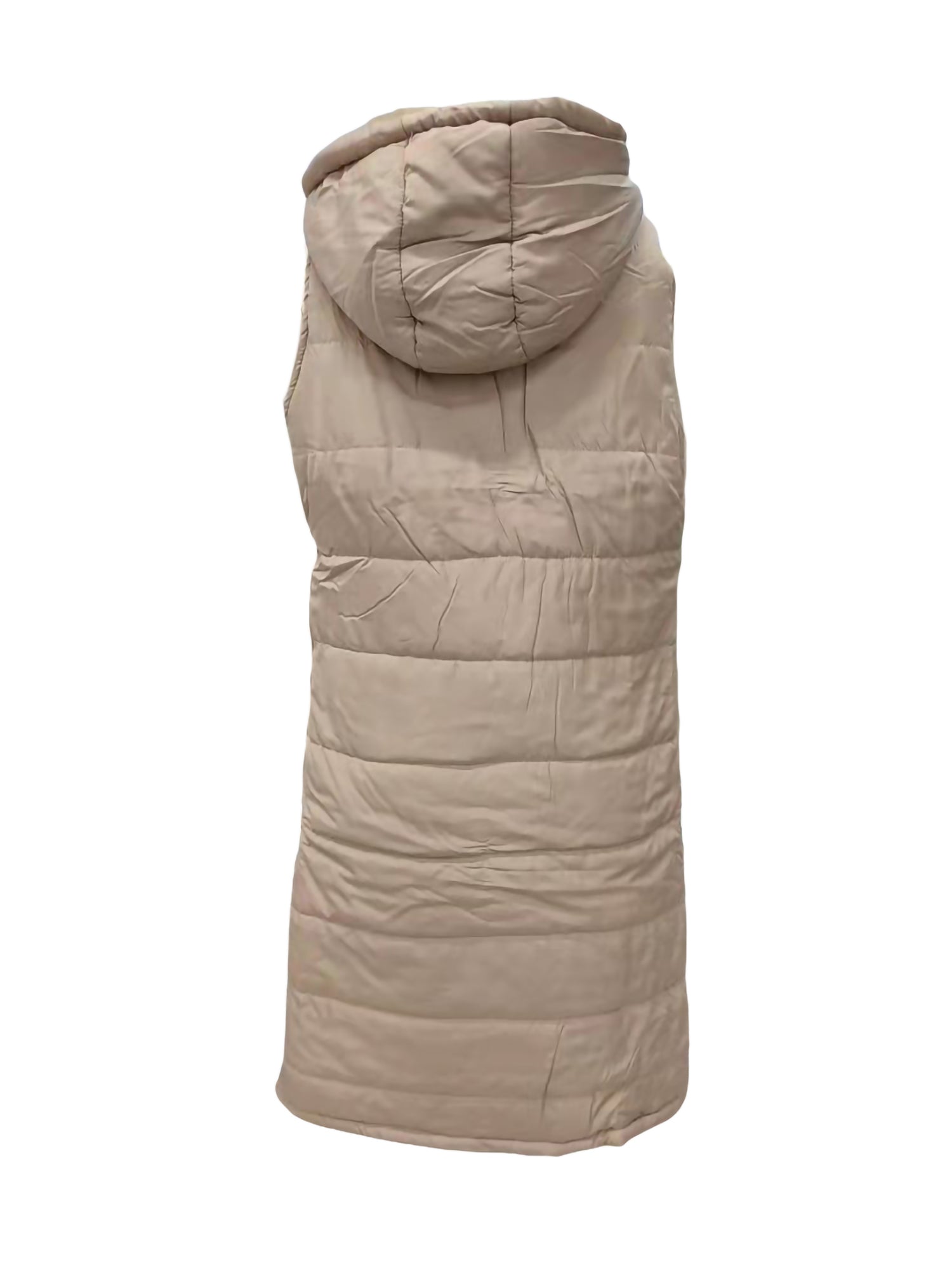 Women's Hooded Down Long Vest Padded Jacket with Pockets U508448