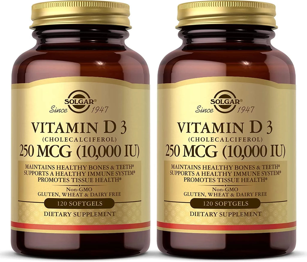 Vitamin D3 Cholecalciferol 250 MCG 10,000 IU 120 Count Pack of 2 U807