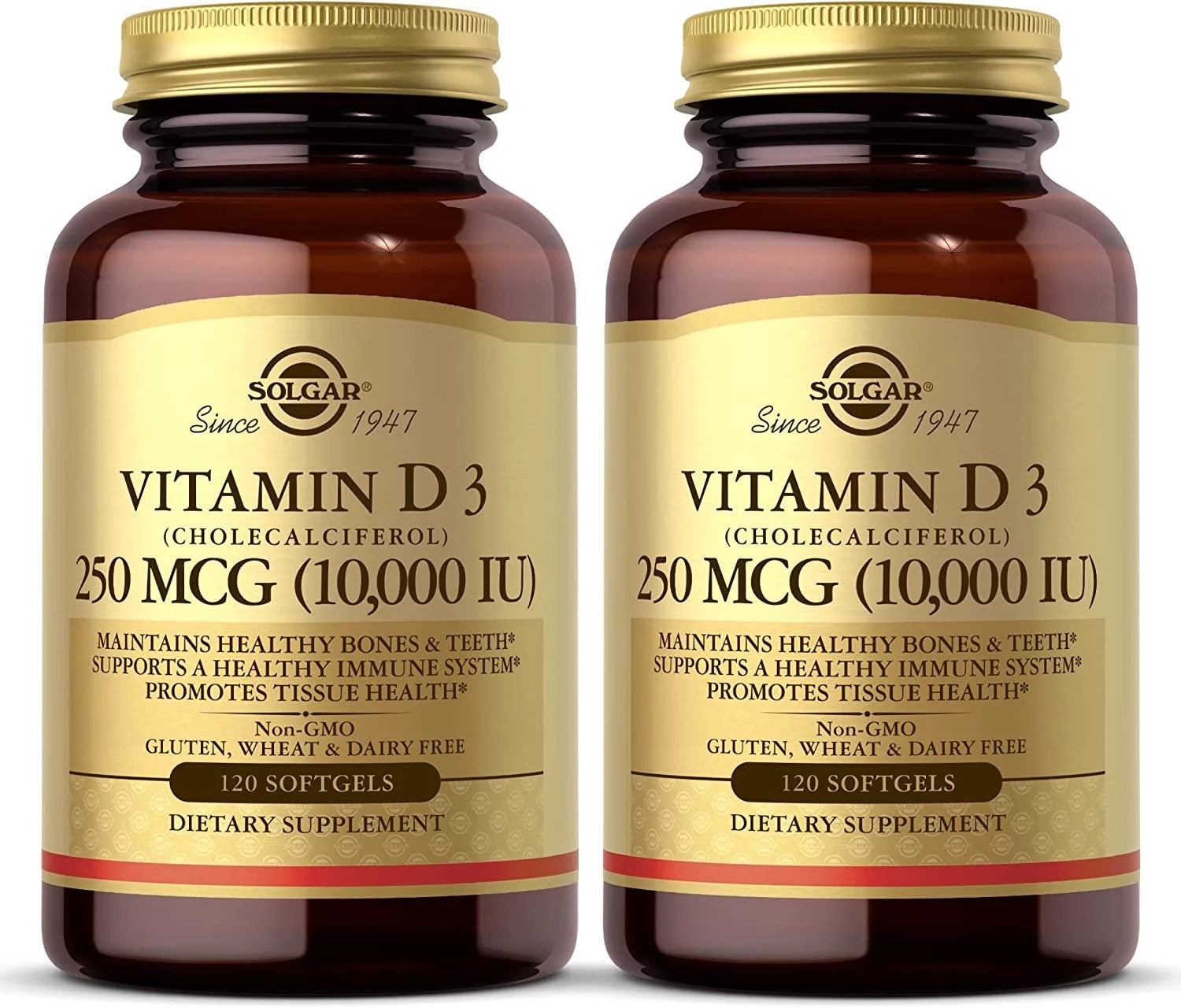 Vitamin D3 Cholecalciferol 250 MCG 10,000 IU 120 Count Pack of 2 U807