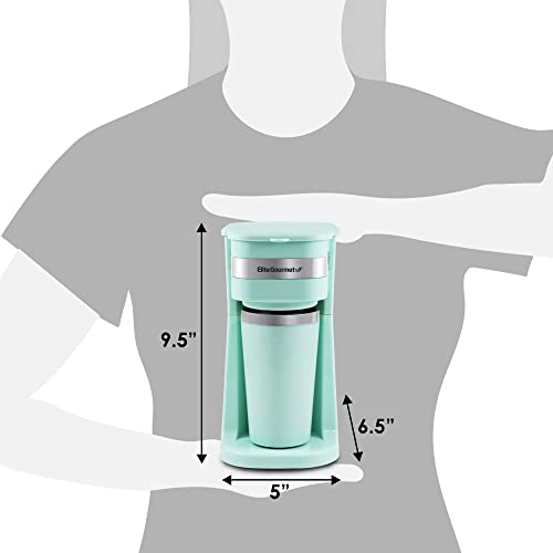 Black Compact Single-Serve Coffee Maker with 14Oz. Stainless Steel Travel Mug W8133