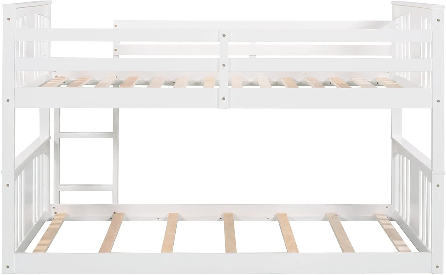 White Twin over Twin Low Bunk Bed Frame Wood R320