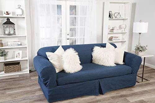 Blue Cotton Denim Sofa Slipcover X673443