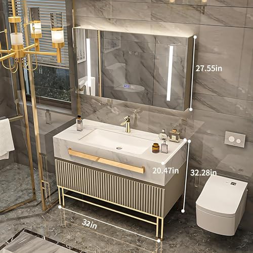 44" Freestanding Bathroom Vanity with Sink and LED Mirror P5850