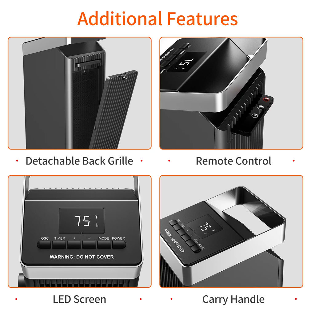 1500W Ceramic Heater with Thermostat and Remote Control P859931