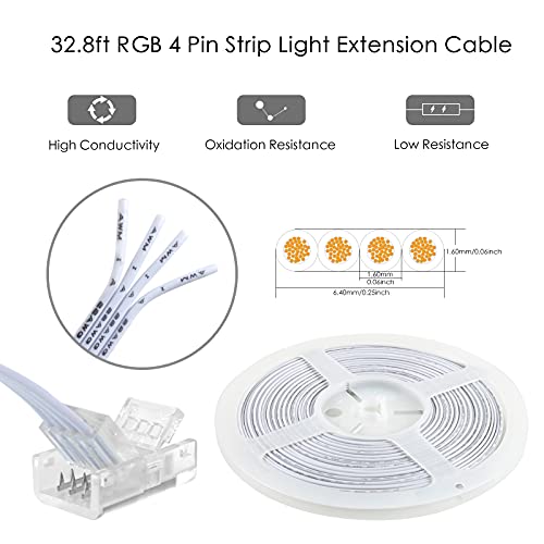 4 Pin 10mm LED Strip Connector Kit 32.8ft 5 Pcs W646689