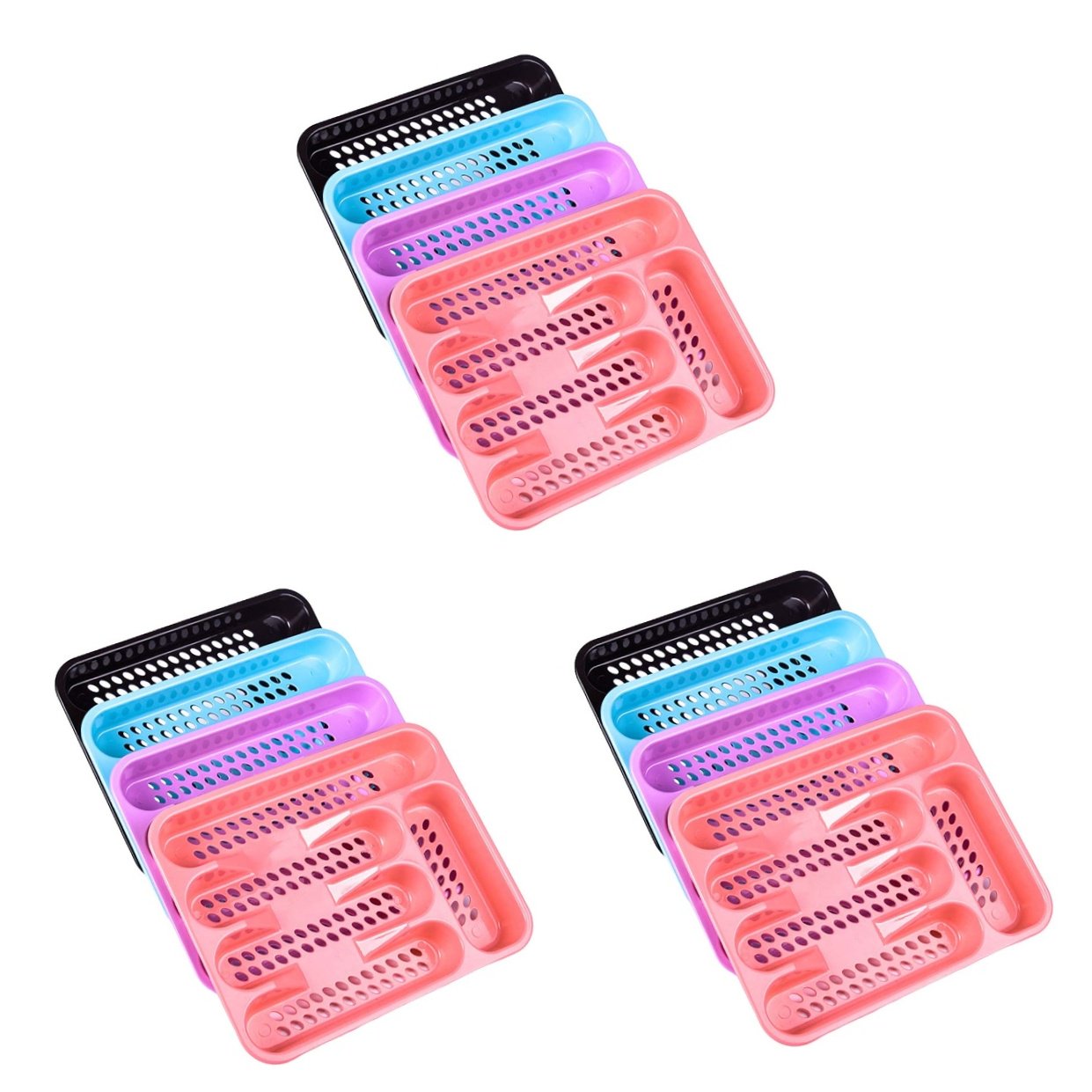 3 Count Kitchen Drawer Storage Tray with Lids Cutlery Organiser D959