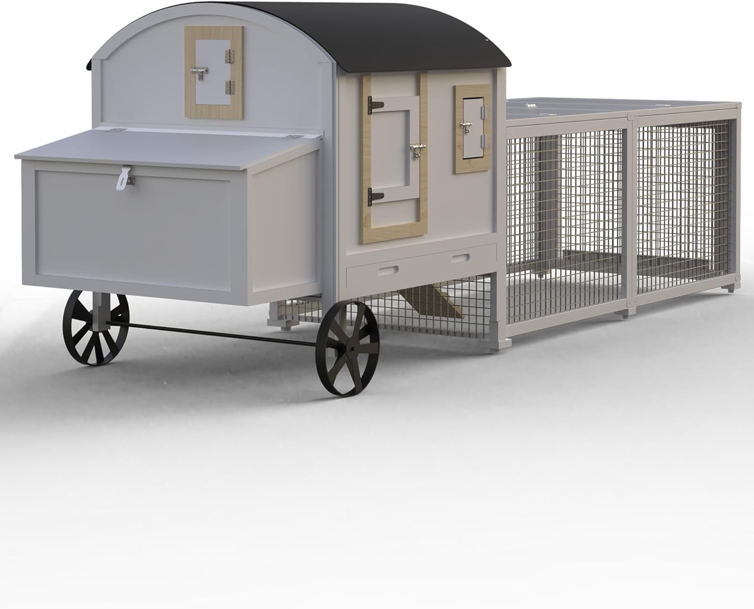 White Wooden Chicken Coop with Run A1979