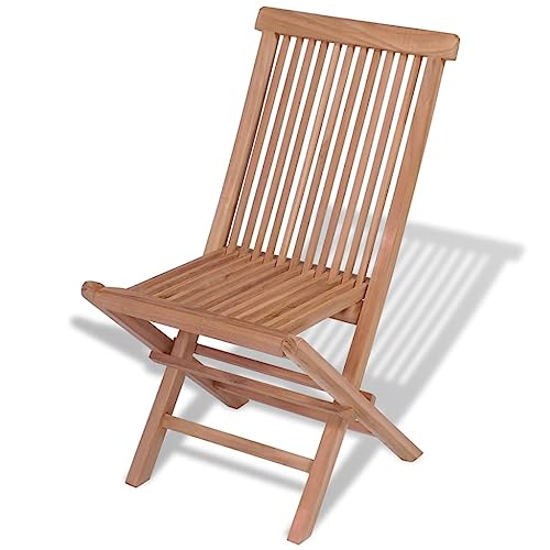 Folding Patio Chairs Set of 4 Solid Teak Wood Y642