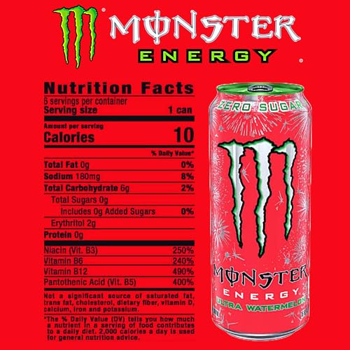 16 Fl oz Zero Sugar Energy Drink Variety Pack of 6 R7232