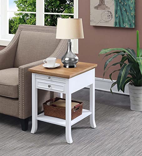 Black 1 Drawer End Table with Pull-Out Shelf P5865