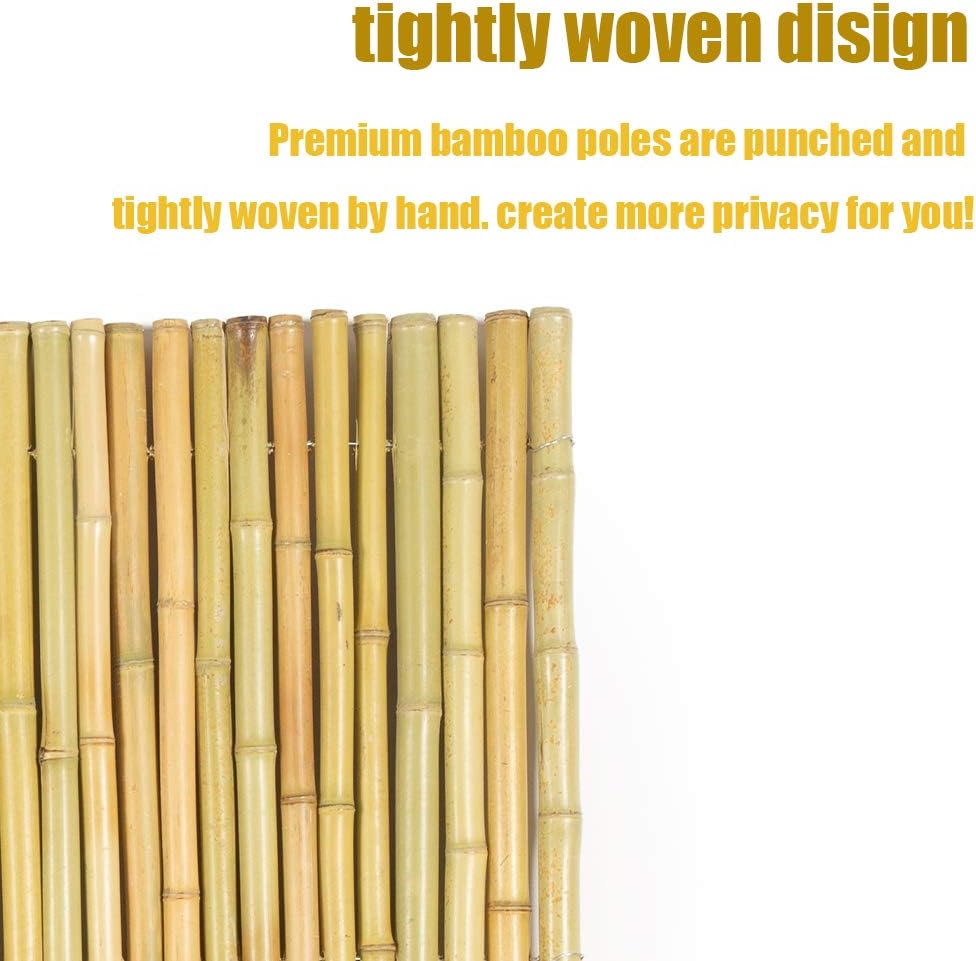 Natural Rolled Bamboo Fence, 0.7 in D x 6 feet High x 8 feet Long O29784