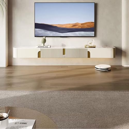 Floating TV Stand with Slate Tabletop, Wall Mounted TV Shelf, Wood Storage Hutch, 70.8/78.7 Inch X1033