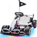 24V 9AH Electric Go Kart with Adjustable Seat, 7.5 MPH Drift Kart, 2 * 200W Motors, Grey D64075