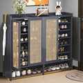 Grey 8 Tier Bamboo Shoe Cabinet with Doors W216