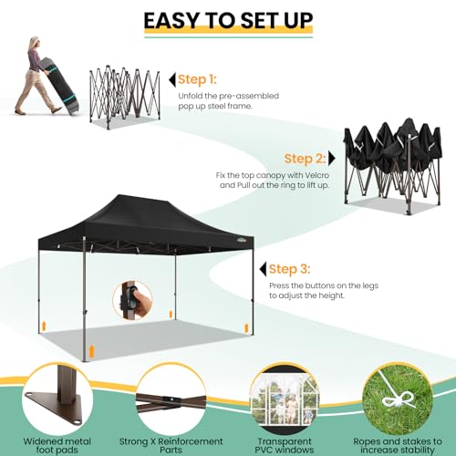 10x20 Pop up Canopy Tent with 6 Sidewalls and Roller Bag X3100