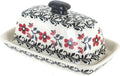 Blue Rose Polish Pottery Butter Dish Q1303
