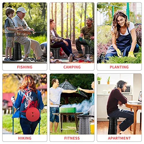 Portable Collapsible Telescoping Stool Lightweight Max Load 400lbs Retractable Folding Stool Black H155
