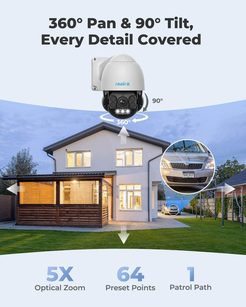4K PTZ Outdoor Camera with 5X Optical Zoom Auto Tracking C189178