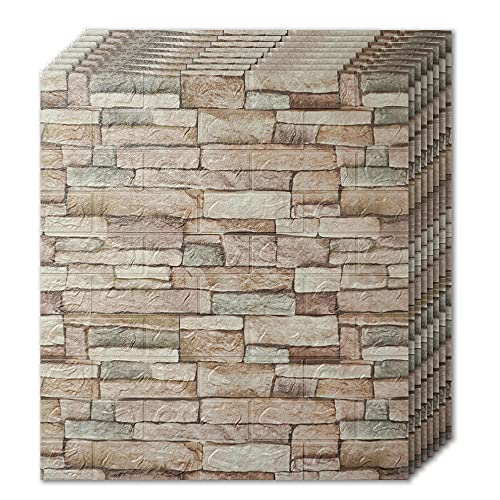 10 Pack Self-Adhesive Faux Stone Wall Panel W94347