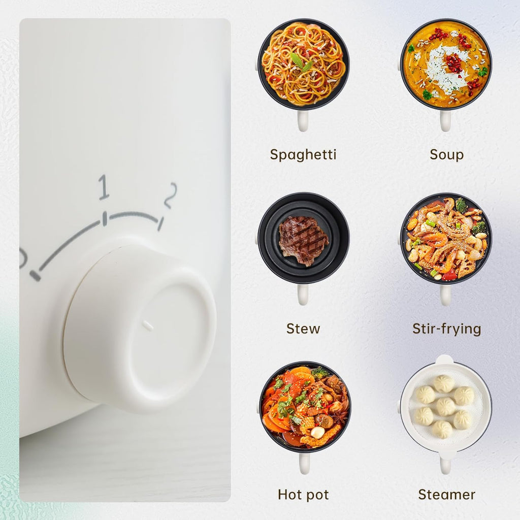 White Electric Mini Ramen Cooker 1.2L Nonstick 300W/600W Y35762