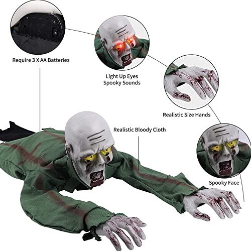 Scary Climbing Zombie Skeleton with Glowing Red Eyes and Creepy Sound R458773