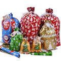 22pcs Drawstrings Christmas Gift Bags Assorted Sizes Reusable Plastic H58334