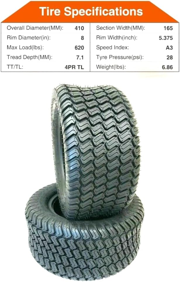 16x6.50-8 Lawn Tractor Turf Tire 4 Ply Rated B8166