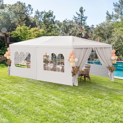 White 10x30 Heavy Duty Party Tent with 7 Removable Sidewalls Y49961