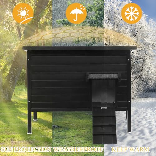 Large Size 34.2" L*21.2" W*26.7" H Insulated Wooden Cat Shelter W6242