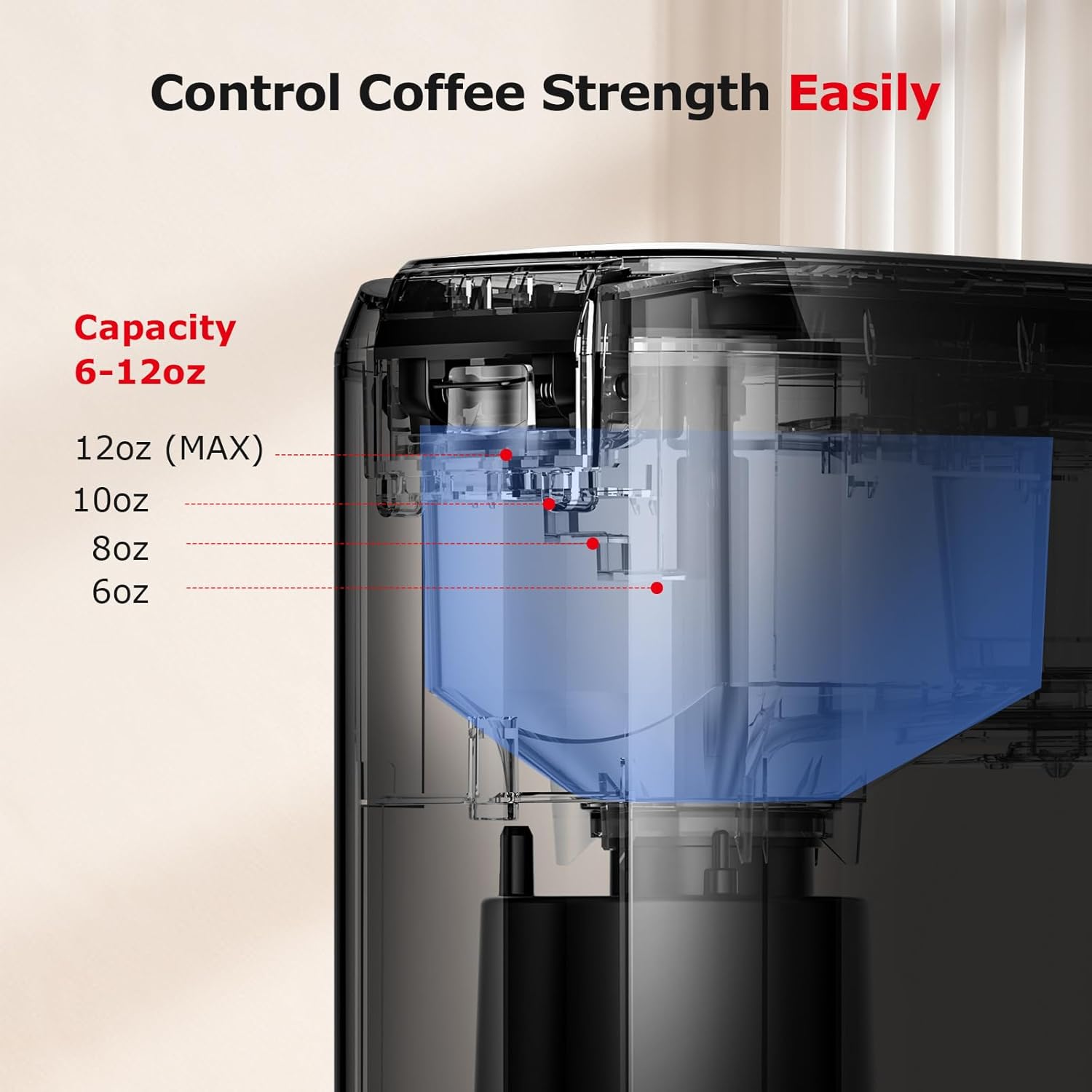 Single Serve Coffee Maker for K Cup Capsule, 6 to 12oz Brew Sizes L89961