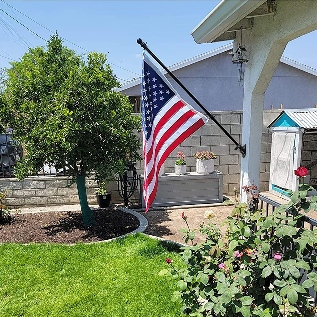 6FT Metal Flag Pole with Two-Position Bracket Holders Black P974553